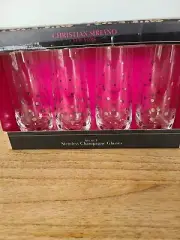 Christian Siriano Champagne Glasses Stemless Flutes New in Box Set Of 4