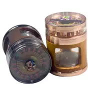 2.5" 4 Piece Grinder Tobacco Herb Spice Crusher Roulette Top W/ Frosted Windows