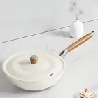 Nonstick Frying Pan 28cm with Lid Flat Bottom Fry Wok for Boiling Cooking