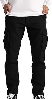 Men's Cargo Pants Elastic Waist Straight Leg Work Pants Loose Fit Casual Lightweight Athletic Workout Hiking Trousers