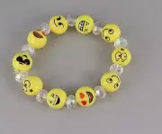 kids emoji bracelet beaded emoji beads yellow smiley face stretch stretchy