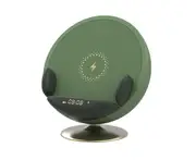 S47 3 In 1 Sofa Shape Wireless Charging Bluetooth Speaker Clock Subwoofer Computer Desktop Jack Alarm Clock Retro Small Speaker