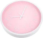 Ciieeo Children's Room Wall Clock Plastic Clock Simple Clock Decorative Wall Clock Silent Wall Clock Delicate Silent Clock Kids Room Wall Protector Battery Pink Glass Three-Dimensional