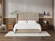 My Style Winged Headboard & Slimline Base - King / Natural / Standard Base