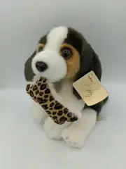 Miyoni Tots Beagle Pup Stuffed Animal Play Fun Toy Leopard print bone