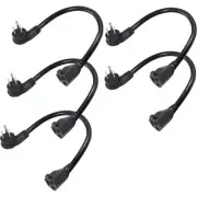 [5 PACK] Flat Plug Short Power Extension Cord - 8inch Low Profile Flat Plug 3...