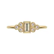 0.23 Ctw Baguette Cut Simulated Diamond Dainty Minimalist Halo Everyday Ring