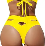 [YELAIVP] Women's Bikini Bottom Cheeky Swimsuit Criss Cross Cut Out Back Bathing Suit Bottoms