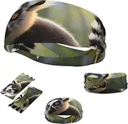 FJWSLCH Ringtailed Lemur Headbands for Women Men Non Slip Workout Sweatbands Adjustable Sports Hair Bands Elastic Head Bands Moisture Wicking Hairband for Running, Cycling, Yoga, Spa