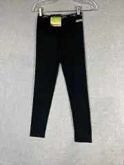 Terramar Junior Medium Black Leggings Gray Logo Elastic Waist