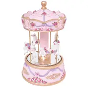 Gibson Gifts Classic Mirror Musical Carousel Large Home Decor 13x23cm Pink