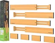 ANTOWIN Bamboo Drawer Dividers Organizers(33-43cm), Drawer Separators Splitter, Adjustable Spring-loaded Organizer for Large Utensil, Clothes, Tools Drawers
