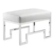 American Home Classic Laurence 18" Steel/Fabric Stool in Silver/White Gator