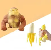 Funny Splat Gorilla Stress Relief Toys and Peeling Banana Creative Stress Relief Toy Match Combination Gorilla Squeeze Toy,Cute Gorilla Man Sensory Stress Toy Reduce Irritability for Kids and Adults.