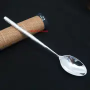 Solid 999 Fine Silver Spoon Dragon Phoenix Pattern Handle Dinner Spoon 6.69inch
