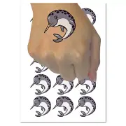 Cheery Spotted Narwhal Temporary Tattoo Water Resistant Fake Body Art Set