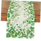 Shamrock Love Heart St. Patrick's Day Table 13" x 36", Table Runner Green
