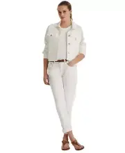 Lauren Ralph Lauren Womens White Eyelet Patchwork Stretch Ankle Jeans Size 12