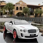 Scale Finished Model Car 1:24 for Bentley Continental GT Alloy Sports Car Model Die-cast Sound Light Vehicles Decorative Ornaments Miniature Replica Car(White)