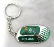 33570 RUGBY WORLD CUP 2011 IRELAND FLAG SILVER ROUND KEYRING KEY RING