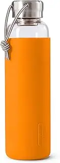 Black+Blum Leak-Proof, Lightweight Travel Protective Sleeve Leakproof Glass Water Bottle, 600ml, Orange