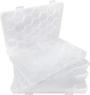 [Linyongc] 4Pcs 24 Grids Beads Storage Container Box, 24 Grids Clear Beads Organizer Storage Box Container,24 Grids Beads Storage Container Box with Dividers,24 Grids Clear Plastic Compartment Bead Storage Box