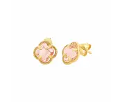 Bevilles 9ct Yellow Gold Silver Infused 4 Leaf Clover Stud Earrings