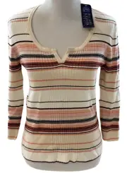 Vtg Hillard & Hanson Multi Stripe Sweater LARGE NWT