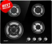 60Cm 4 Burner Gas Cooktop Portable Stove Wok Cooker Black