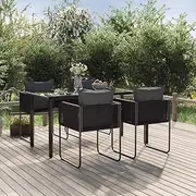 Generic 5 Piece Garden Dining Set Black,3156496