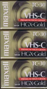 Maxell TC 30 HGX VHS C Cassettes Premium Camcorder Tapes 30 Minutes SP Mode