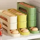 Plastic Auto Rolling Egg Organizer Large Capacity Egg Storage Box Fridge
