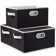 Large Collapsible Storage Bins for Closet 3-Pack Decorative Fabric Storage Ba...