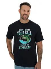 Lowes Short Sleeve Slogan Tee Missed Your Call Navy
