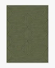 150' x 215' | Machine Washable Runner Rug | Kid & Pet Friendly | Indoor Rug | Jonathan Adler Labyrinth Fern Green Rug | Ruggable
