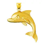 14K Gold Joyful Dolphin Pendant