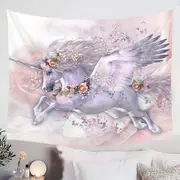 Spring Flight Rosy Roses and Unicorn Pegasus Tapestry