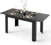 Giantex Extendable Dining Table, Modern Kitchen Table w/Adjustable Tabletop, L-Shaped Legs, Large Industrial Dinner Furniture for Kitchen, Dining Room, 110 KG Load Capacity