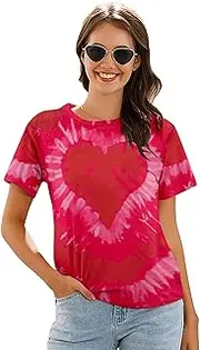 [NANYUAYA] Women's Valentine's Day Heart T-Shirt Red Heart Graphic Shirts for Women Short Sleeve Tops Love Tees Girlfriend