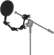 QUIK LOK - FAP/006 Articulated Arm with Anti-Pop Filter Ø 157 mm, Arm Length 400 mm, Adjustable Clamp 15-35 mm, Thread 3/8 Inch, Lightweight and Portable