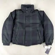Y2K Nautica Mens M Coat Reversible Puffer Goose Down Plaid Halyard Deadstock NWT
