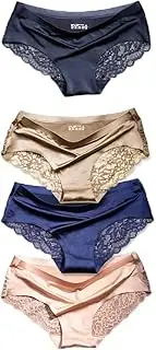 [Generic] Sexy Lace Underwear for Women Frozen Silk Seamless Panties with Silky Tactile Touch 4 Pack