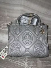 Valentino Orlandi Handbag Light Grey With Shoulder Strap Gold Hardware NWT
