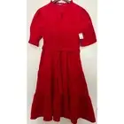 Draper James Tiered Midi Dress Womens Sz XL Red Velvet Mini Corduroy New