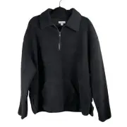 Topshop Black Borg 1/4 Zip Collar Fleece Pullover Sweatshirt Size Large/12 NWT