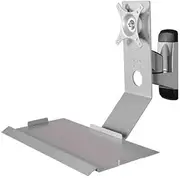 Monitor Arm Swivel Head Silver Monitor Stand with Plain Keyboard Tray Non-Foldable Single Screen Stand Monitor Mount