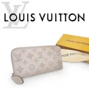 Louis Vuitton Zippy Wallet Round Zipper Long Mahina Leather Blum Beige Gray Box