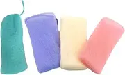 HAMPPLIES 4Pcs Soap Mesh Bags for Exfoliation Hanging Drawstring Net Pouch for Handmade Soap Body Wash Facial Cleanser Space Saving Bath Accessory