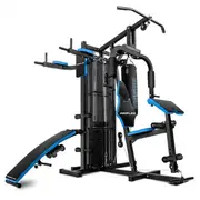 Proflex Blue Multi Station Home Gym Set with 148lbs Plates & Punching Bag- M9500