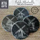 Dutch Windmill Slate Coasters Set of 4 Engraved Slate Coasters Netherlands Gifts